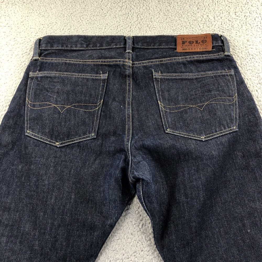 Polo Ralph Lauren Jeans Mens 38x34 Blue Indigo Slim Fit Dark Wash Straight Leg